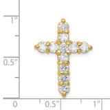 AA 1.25ct Diamond Cross Chain Slide Charm Pendant in Real 14k Yellow Gold