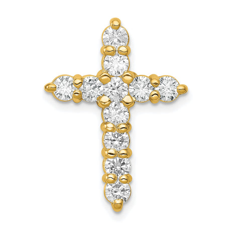 AA 1.25ct Diamond Cross Chain Slide Charm Pendant in Real 14k Yellow Gold