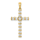 AA 3/4ct Diamond Latin Cross Charm Pendant in Real 14k Yellow Gold