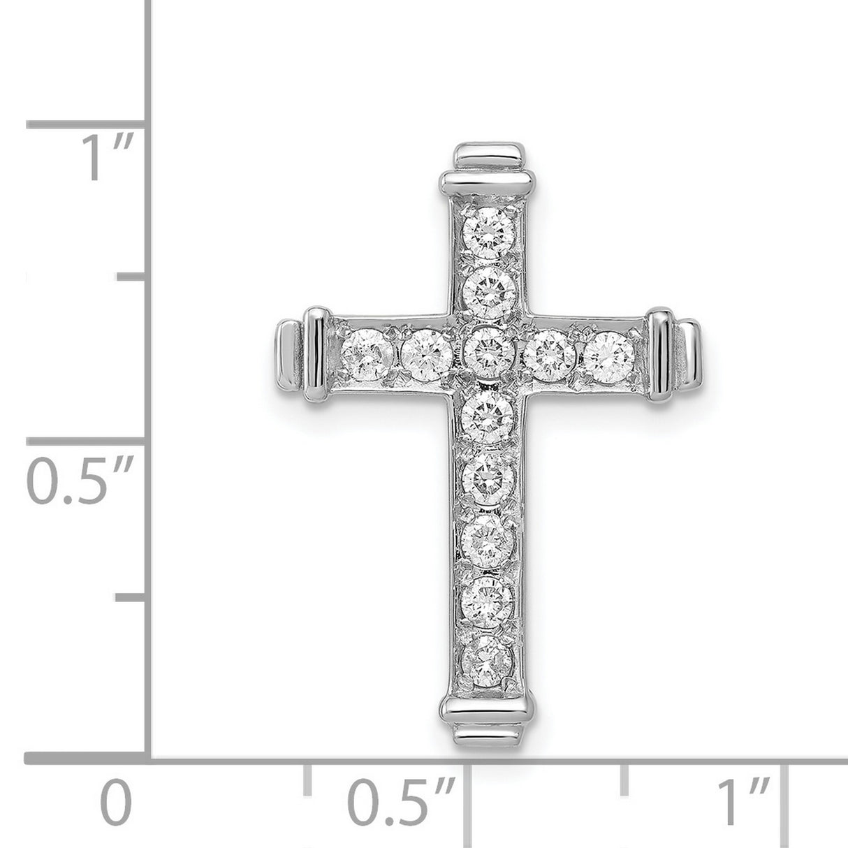 AA 3/8ct Diamond Latin Cross Chain Slide Charm Pendant in Real 14k White Gold