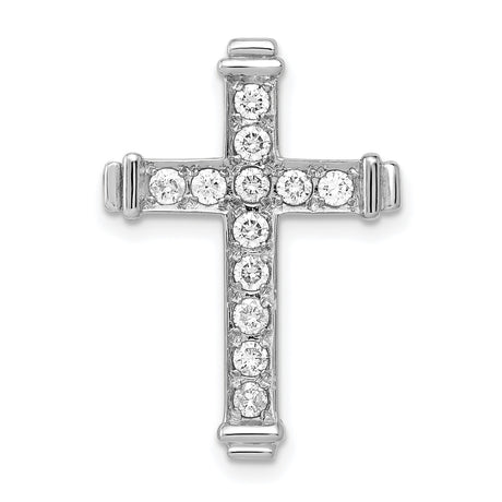 AA 3/8ct Diamond Latin Cross Chain Slide Charm Pendant in Real 14k White Gold