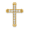 14k Yellow Gold Cross Pendant with Diamond Center, Religious Charm for Men and Women