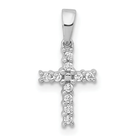 10k White Gold Diamond Latin Cross Pendant, Modern Faith Inspired Jewelry Design