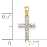 1 10ct Diamond Latin Cross Charm Pendant in Real 10k Multi-Tone Gold