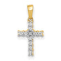 1 10ct Diamond Latin Cross Charm Pendant in Real 10k Multi-Tone Gold