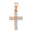 Diamond Latin Cross Charm Pendant in Real 14k Rose Gold