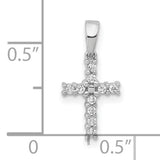 Diamond Latin Cross Charm Pendant in Real 14k White Gold