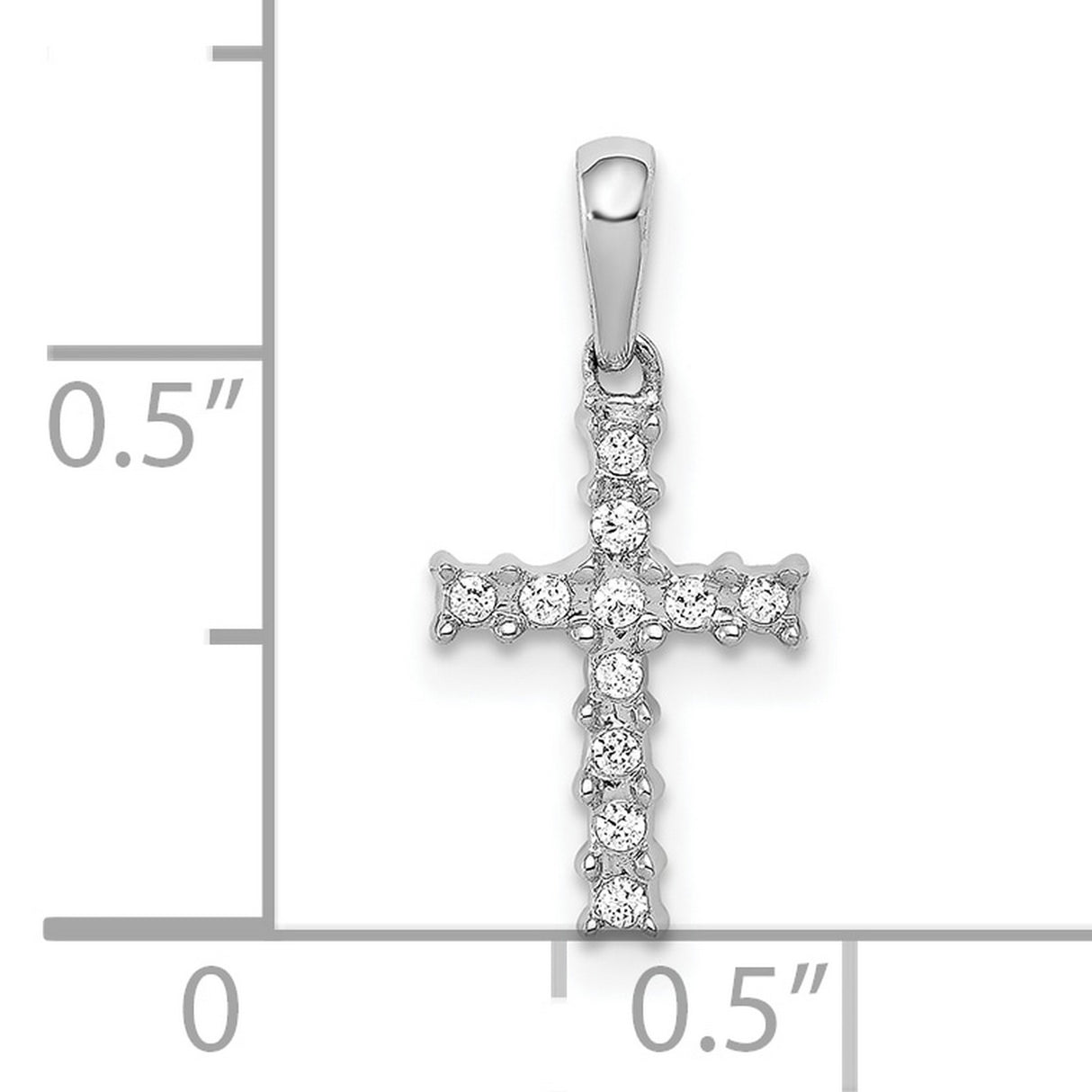 1/20ct Diamond Latin Cross Charm Pendant in Real 10k White Gold