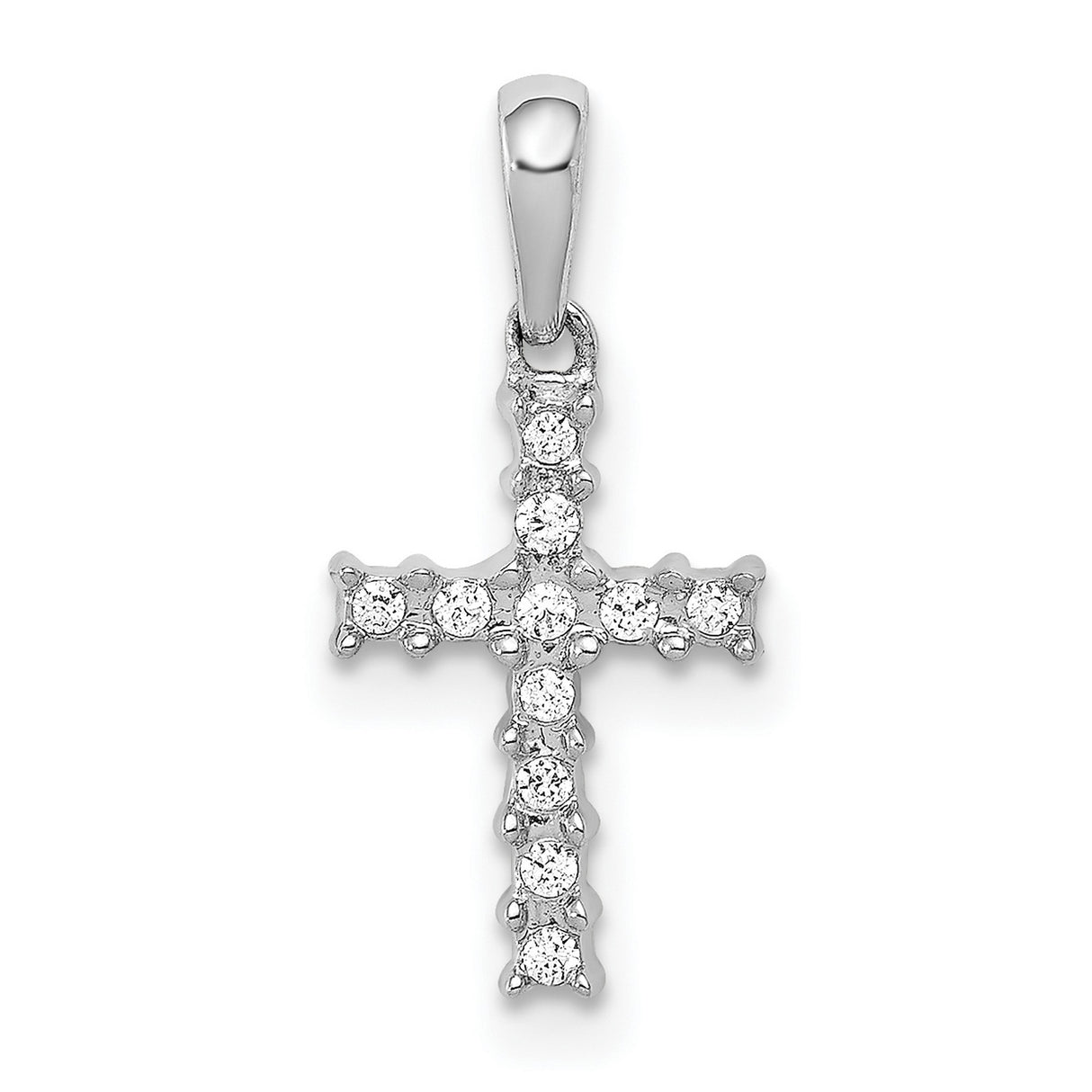 1/20ct Diamond Latin Cross Charm Pendant in Real 10k White Gold