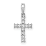 1/20ct Diamond Latin Cross Charm Pendant in Real 14k White Gold