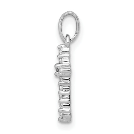 10k White Gold Cross Pendant with Diamond Accents, Prong Set Spiritual Design