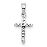 10k White Gold Cross Pendant with Diamond Accents, Prong Set Spiritual Design