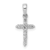 10k White Gold Cross Pendant with Diamond Accents, Prong Set Spiritual Design