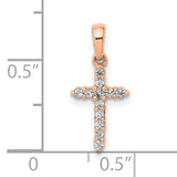 Polished Diamond Cross Charm Pendant in Real 14k Rose Gold