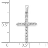 10k White Gold Cross Pendant with Diamond Accents, Modern Religious Style for Men and Women