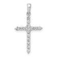 10k White Gold Cross Pendant with Diamond Accents, Modern Religious Style for Men and Women