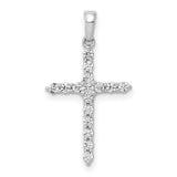 10k White Gold Cross Pendant with Diamond Accents, Modern Religious Style for Men and Women