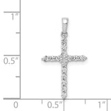 14k White Gold Cross Pendant with Round Cut Diamonds, Modern Religious Design for Men and Women