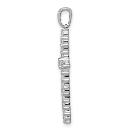 14k White Gold Diamond Cross Pendant with Polished Mirror Finish