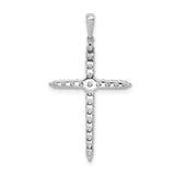 14k White Gold Diamond Cross Pendant with Polished Mirror Finish