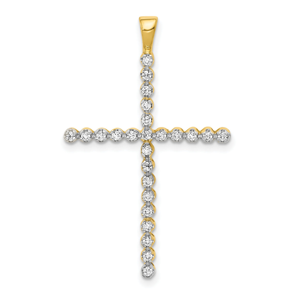 1/4ct Diamond Cross Charm Pendant in Real 14k Yellow Gold