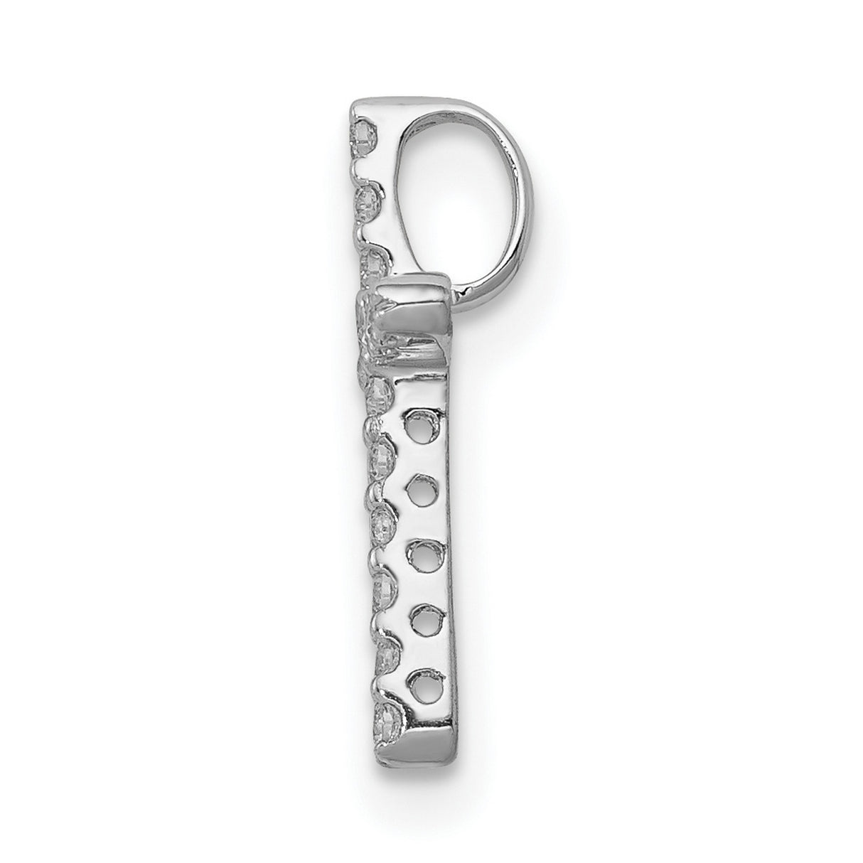 10k White Gold Cross Pendant with Sparkle Cut and Polished Finish, Sleek Religious Charm