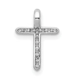 10k White Gold Cross Pendant with Sparkle Cut and Polished Finish, Sleek Religious Charm