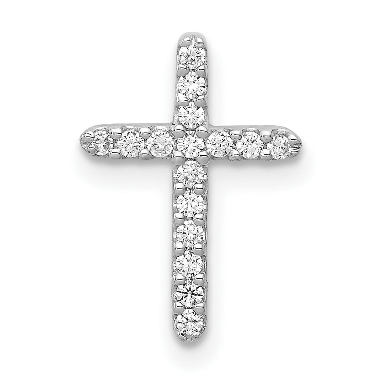 10k White Gold Cross Pendant with Sparkle Cut and Polished Finish, Sleek Religious Charm