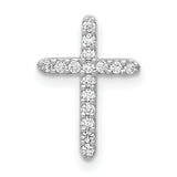 10k White Gold Cross Pendant with Sparkle Cut and Polished Finish, Sleek Religious Charm