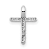 Diamond Cross Charm Pendant in Real 14k White Gold