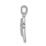 10k White Gold Diamond Faith Cross Pendant with Polished Finish for Men and Women