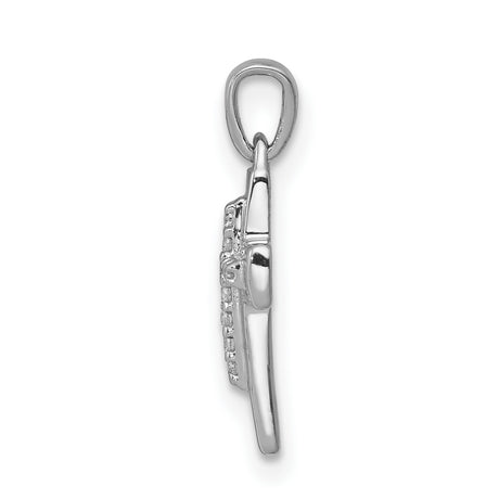 10k White Gold Diamond Faith Cross Pendant with Polished Finish for Men and Women