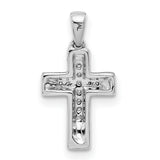 10k White Gold Diamond Faith Cross Pendant with Polished Finish for Men and Women