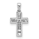 Diamond Cross Charm Pendant in Real 14k White Gold