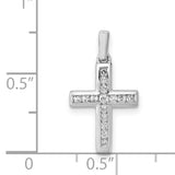 1/6ct Diamond Latin Cross Charm Pendant in Real 14k White Gold