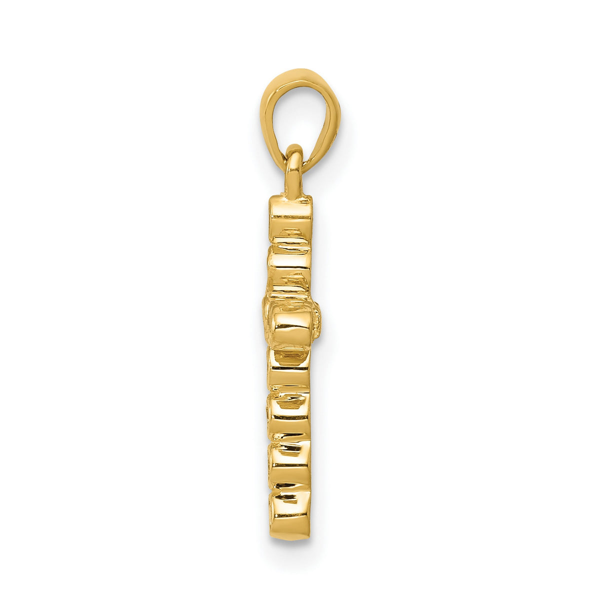 10k Yellow Gold Cross Pendant with Round Bezel Set Diamond Accents, Modern Minimalist Design