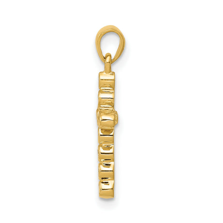 10k Yellow Gold Cross Pendant with Round Bezel Set Diamond Accents, Modern Minimalist Design