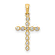 10k Yellow Gold Cross Pendant with Round Bezel Set Diamond Accents, Modern Minimalist Design
