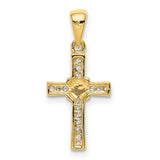 1 6ct Diamond Latin Cross Charm Pendant in Real 10k Yellow Gold