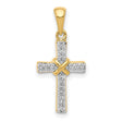 1/6ct Diamond Latin Cross Charm Pendant in Real 14k Yellow Gold