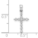 10k White Gold Cross Pendant with Diamond Accents, Classic Symmetrical Design
