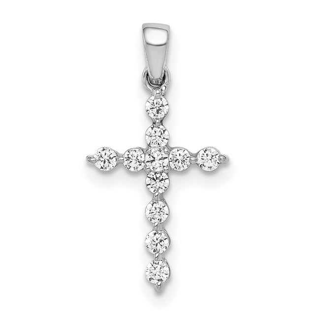 1/4ct Diamond Cross Charm Pendant in Real 14k White Gold