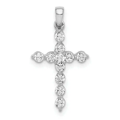 10k White Gold Cross Pendant with Diamond Accents, Minimalist Religious Jewelry