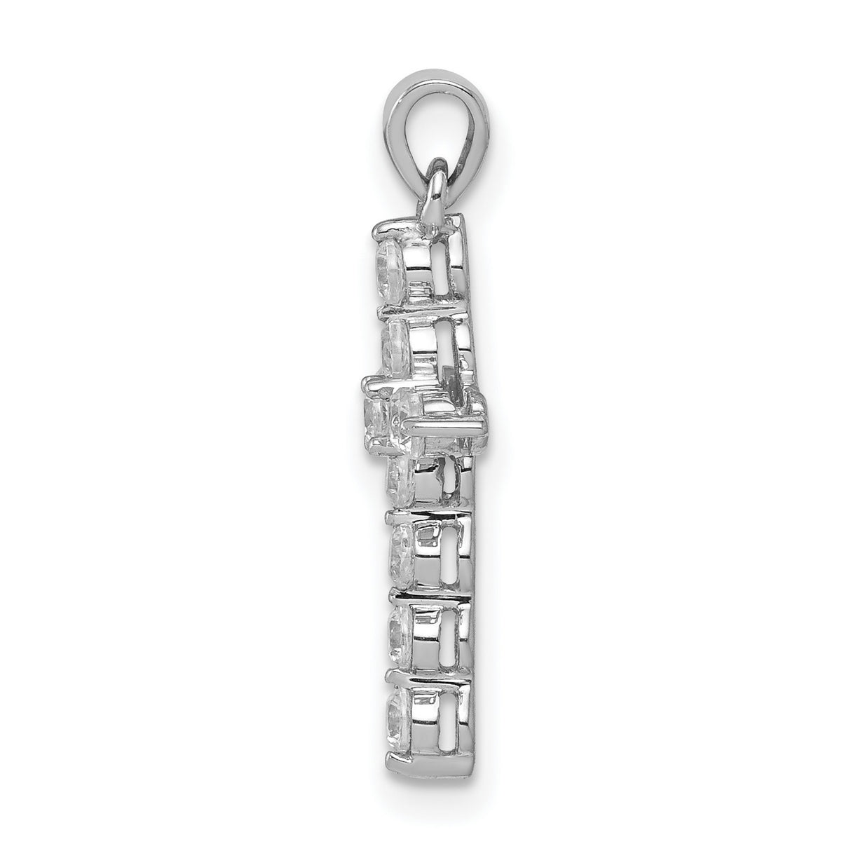 Diamond Cross Charm Pendant in Real 14k White Gold