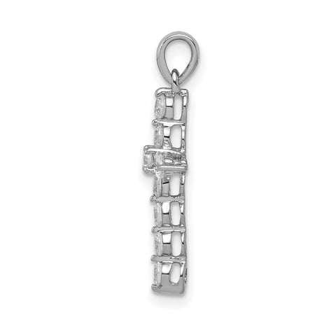 10k White Gold Cross Pendant with Diamond Accents, Polished Religious Jewelry for Men and Women