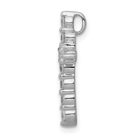10k White Gold Cross Slide Pendant with Diamonds, Classic Spiritual Design for Men and Women