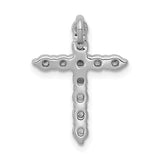 1/2ct Diamond Cross Chain Slide Charm Pendant in Real 14k White Gold