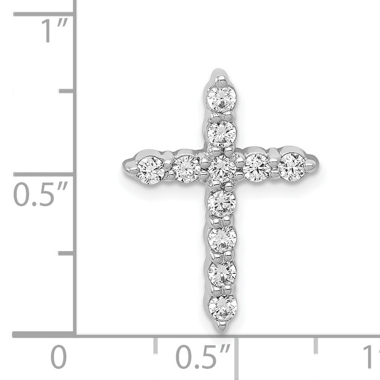 1/2ct Diamond Cross Chain Slide Charm Pendant in Real 14k White Gold