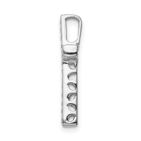 10k White Gold Cross Pendant with Cubic Zirconia, Polished Finish, Classic Symmetric Design