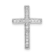 10k White Gold Cross Pendant with Cubic Zirconia, Polished Finish, Classic Symmetric Design